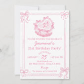 Girly Pink Bow Cake Verjaardag Kaart (Voorkant)