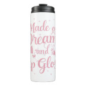 Girly Pink Bow "Dreams and Lip Gloss" Quote Thermosbeker (Voorkant)