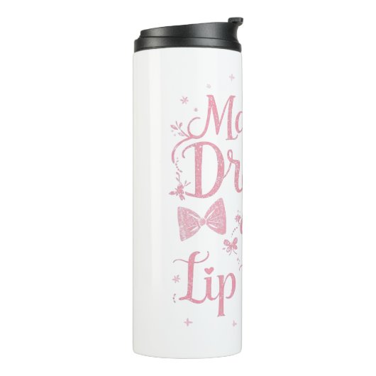 Girly Pink Bow "Dreams and Lip Gloss" Quote Thermosbeker (Gedraaid links)
