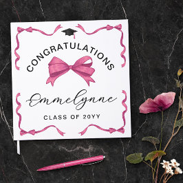 Girly Pink Bow Gefeliciteerd Afstuderen Gastenboek