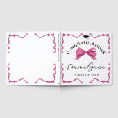 Girly Pink Bow Gefeliciteerd Afstuderen Gastenboek (Volledig)
