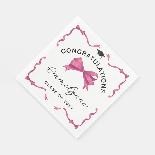 Girly Pink Bow Gefeliciteerd Afstuderen Servet (Hoek)