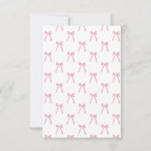 Girly Pink Bow Hand drawn Coquette baby shower Bedankkaart (Achterkant)