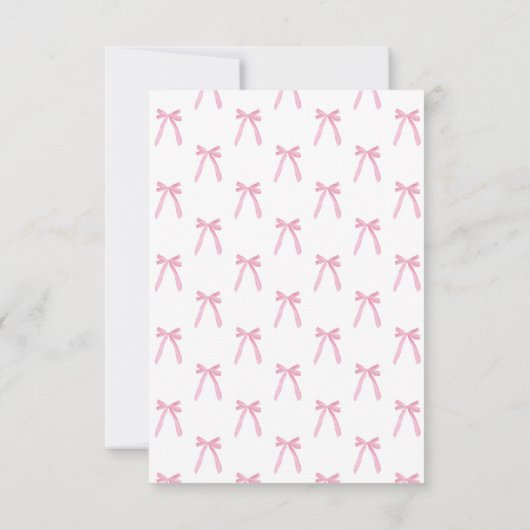 Girly Pink Bow Hand drawn Coquette baby shower Bedankkaart (Achterkant)