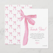 Girly Pink Bow Hand drawn Coquette baby shower Bedankkaart (Voorkant / Achterkant)