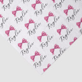 Girly Pink Bow Naam in Script Pattern Tissuepapier (Detail)