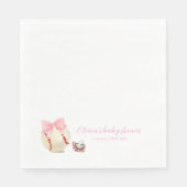 Girly Pink Bow Pacifier Baseball Sport Baby Shower Servet (Voorkant)