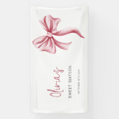 Girly Pink Bow Sweet Sixteen Birthday Party Spandoek (Verticaal)
