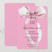 Girly Pink Bow Verjaardag Kaart (Voorkant / Achterkant)