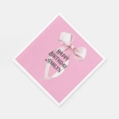 Girly Pink Bow Verjaardag Servet (Hoek)