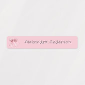 Girly Pink Bow Waterdichte Naam Labels (Design 1)