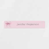 Girly Pink Bow Waterdichte Naam Labels (Design 2)