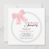 Girly Pink Bow White Circle Pearl Vrijgezellenfees Kaart (Voorkant)