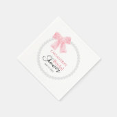 Girly Pink Bow White Circle Pearl Vrijgezellenfees Servet (Hoek)