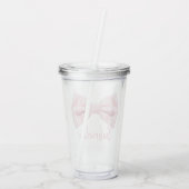 Girly Pink Bow With Name Preppy Custom 16oz, Clear Acryl Drinkbeker (Achterkant)