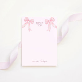 Girly Pink Bows Elegant Bridal Shower Bedankkaart