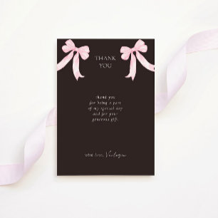 Girly Pink Bows Elegant Vrijgezellenfeest Bedankkaart