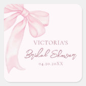 Girly Pink Bows Elegant Vrijgezellenfeest Vierkante Sticker (Voorkant)