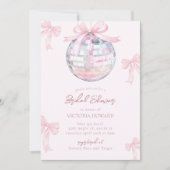 Girly Pink Bows Shiny Disco Ball Vrijgezellenfeest Kaart (Voorkant)