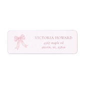 Girly Pink Bows Vrijgezellenfeest Retouradres Etiket (Voorkant)