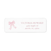 Girly Pink Bows Vrijgezellenfeest Retouradres Etiket (Voorkant)