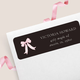Girly Pink Bows Vrijgezellenfeest Retouradres Etiket