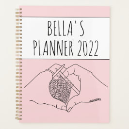 Girly Pink Breien Hart Handen Tekening Planner