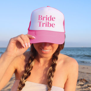 Girly Pink Bride Tribe Minimalist Bachelorette Trucker Pet