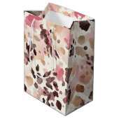 Girly Pink Brown Cream Leopard Animal Birthday Medium Cadeauzakje (Achterkant Gekanteld)