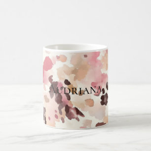 Girly Pink Brown Cream Leopard Animal Print Koffiemok