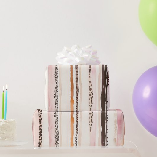 Girly Pink Brown Leopard Print Verjaardag Cadeaupapier (Feestgeschenken)