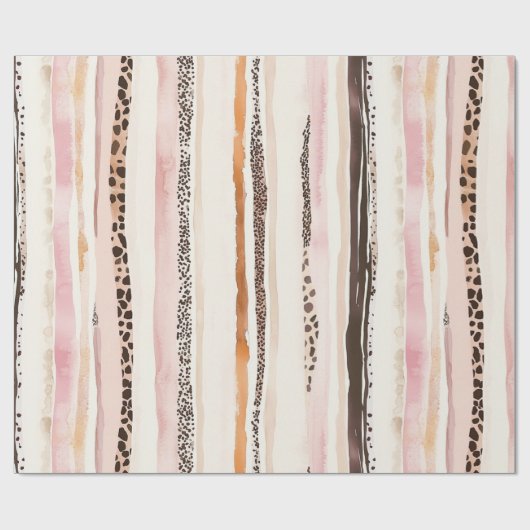 Girly Pink Brown Leopard Print Verjaardag Cadeaupapier (Vlak)