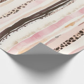 Girly Pink Brown Leopard Print Verjaardag Cadeaupapier (Hoek)