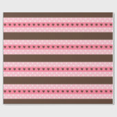 Girly Pink & Brown Stripes en Polka Dots Pattern Cadeaupapier (Vlak)