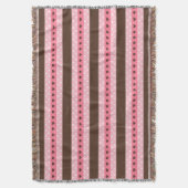 Girly Pink & Brown Stripes en Polka Dots Pattern Deken (Voorkant Verticaal)