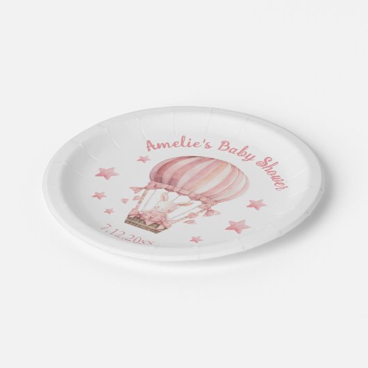 Girly Pink Bunny In Balloon en Sterren Papier Bord (Gekanteld)