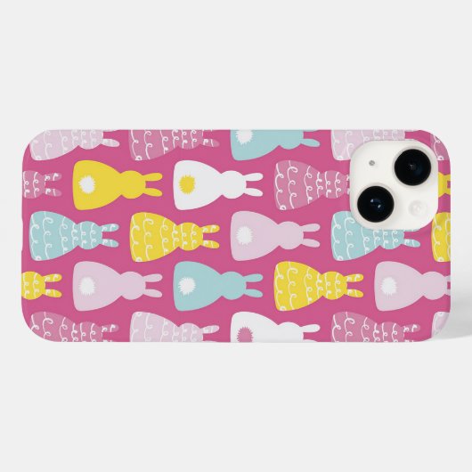 Girly Pink Bunny patroon Case-Mate iPhone Case (Achterkant (horizontaal))