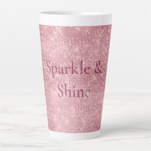 Girly Pink Burgundy Glitzy Sparkle Latte Mok