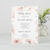 Girly Pink Butterflies Baby Shower Kaart (Staand voorkant)