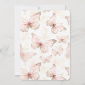 Girly Pink Butterflies Baby Shower Kaart (Achterkant)