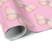 Girly Pink Butterflies Birthday Cadeaupapier (Rol Hoek)