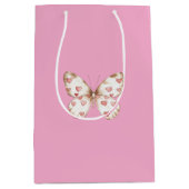 Girly Pink Butterfly Hearts Verjaardag Medium Cadeauzakje (Voorkant)