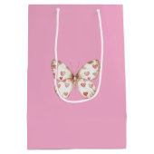 Girly Pink Butterfly Hearts Verjaardag Medium Cadeauzakje (Achterkant)