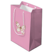 Girly Pink Butterfly Hearts Verjaardag Medium Cadeauzakje (Achterkant Gekanteld)