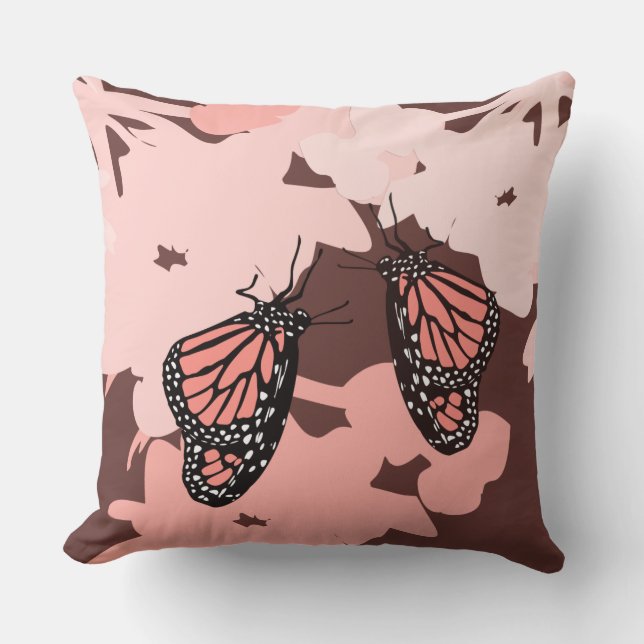 Girly Pink Butterfly Pair - Sierkussen (Voorkant)