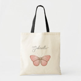 Girly Pink Butterfly Tote Bag