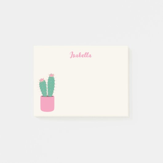 Girly Pink Cactus Houseplant Post-it Notities Post-it® Notes (Voorkant)