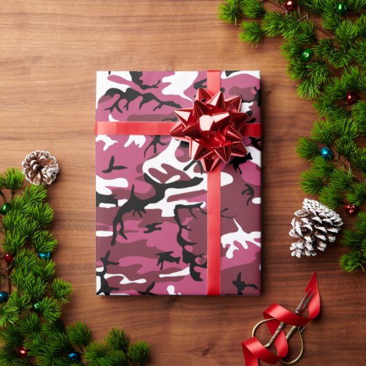 Girly Pink Camo Cadeaupapier (Feestdagen Geschenken)