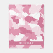 Girly Pink Camo Camouflage Monogram Naam Fleece Deken (Voorkant)