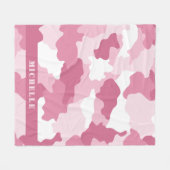Girly Pink Camo Camouflage Monogram Naam Fleece Deken (Voorkant (Horizontaal))